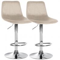 2er Set Barhocker Divo Samt Chrom creme