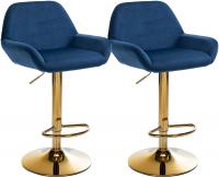 2er Set Barhocker Braga Gold Samt blau 2er Set Barhocker Braga Gold Samt blau
