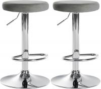 2er Set Barhocker Ponte Samt chrom grau