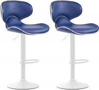 2er Set Barhocker Las Vegas V2 Kunstleder weiß blau 2er Set Barhocker Las Vegas V2 Kunstleder weiß blau
