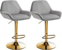 2er Set Barhocker Braga Gold Samt grau 2er Set Barhocker Braga Gold Samt grau