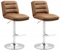 2er Set Barhocker Damar Kunstleder chrom hellbraun 2er Set Barhocker Damar Kunstleder chrom hellbraun