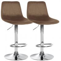 2er Set Barhocker Divo Samt Chrom braun 2er Set Barhocker Divo Samt Chrom braun