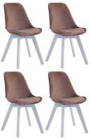4er Set Besucherstühle Borneo V2 Samt weiß braun