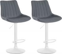 2er Set Barhocker Toni Stoff weiß grau 2er Set Barhocker Toni Stoff weiß grau