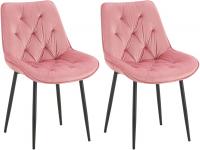 2er Set Esszimmerstuhl Wallace Samt rosa