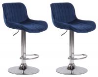 2er Set Barhocker Lentini Samt chrom blau