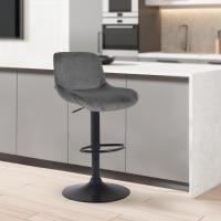 Barhocker Solon Schwarz Samt dunkelgrau Barhocker Solon Schwarz Samt dunkelgrau