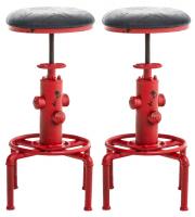 2er Set Barhocker Lumos Vintage Kunstleder rot schwarz 2er Set Barhocker Lumos Vintage Kunstleder rot schwarz