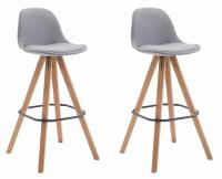 2er Set Barhocker Franklin Stoff Square natura (eiche) grau 2er Set Barhocker Franklin Stoff Square natura (eiche) grau
