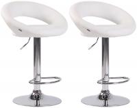 2er Set Barhocker Olinda Kunstleder chrom weiß 2er Set Barhocker Olinda Kunstleder chrom weiß