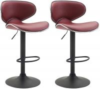 2er Set Barhocker Las Vegas V2 Kunstleder schwarz bordeauxrot 