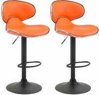 2er Set Barhocker Las Vegas V2 Kunstleder schwarz orange 