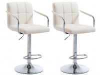 2er Set Barhocker Lucy V2 Stoff chrom creme 2er Set Barhocker Lucy V2 Stoff chrom creme