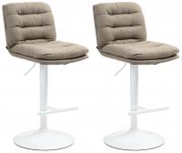 2er Set Barhocker Damar Stoff weiß taupe 2er Set Barhocker Damar Stoff weiß taupe