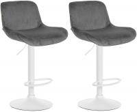 2er Set Barhocker Solon Weiß Samt dunkelgrau 2er Set Barhocker Solon Weiß Samt dunkelgrau