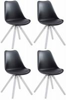 4er Set Stühle Toulouse Kunstleder weiß (eiche) Square schwarz 4er Set Stühle Toulouse Kunstleder weiß (eiche) Square schwarz