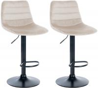 2er Set Barhocker Lex Samt Schwarz creme