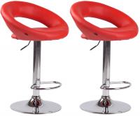 2er Set Barhocker Olinda Kunstleder chrom rot 2er Set Barhocker Olinda Kunstleder chrom rot