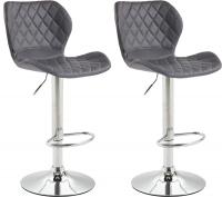 2er Set Barhocker Cork Kunstleder chrom grau 2er Set Barhocker Cork Kunstleder chrom grau