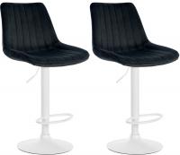 2er Set Barhocker Toni Samt weiß schwarz 2er Set Barhocker Toni Samt weiß schwarz