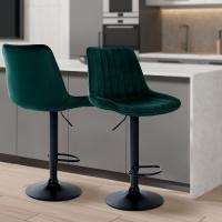 2er Set Barhocker Toni Samt schwarz grün 2er Set Barhocker Toni Samt schwarz grün