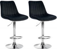 2er Set Barhocker Toni Samt chrom schwarz 2er Set Barhocker Toni Samt chrom schwarz