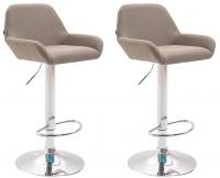 2er Set Barhocker Braga Stoff chrom taupe 2er Set Barhocker Braga Stoff chrom taupe