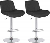 2er Set Barhocker Solon Chrom Stoff schwarz 2er Set Barhocker Solon Chrom Stoff schwarz