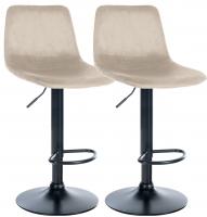 2er Set Barhocker Divo Samt Schwarz creme 2er Set Barhocker Divo Samt Schwarz creme