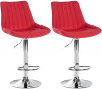 2er Set Barhocker Toni Stoff chrom rot 2er Set Barhocker Toni Stoff chrom rot