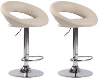 2er Set Barhocker Olinda Kunstleder chrom creme 
