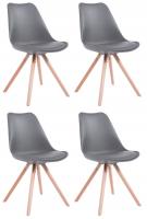 4er Set Stühle Toulouse Kunstleder Rund natura (eiche) grau 