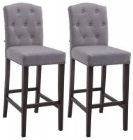 2er Set Barhocker Louise Stoff antik hellgrau 2er Set Barhocker Louise Stoff antik hellgrau