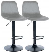 2er Set Barhocker Divo Samt Schwarz grau 2er Set Barhocker Divo Samt Schwarz grau