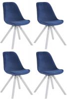 4er Set Stühle Toulouse Samt Square weiß (eiche) blau