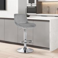 Barhocker Solon Chrom Samt grau Barhocker Solon Chrom Samt grau