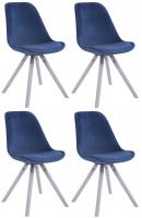 4er Set Stühle Toulouse Samt Rund weiß blau