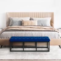 Sitzbank Polson Samt Schwarz 120 cm blau Sitzbank Polson Samt Schwarz 120 cm blau