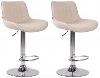 2er Set Barhocker Lentini Stoff chrom creme 2er Set Barhocker Lentini Stoff chrom creme