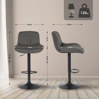 2er Set Barhocker Solon Schwarz Stoff  dunkelgrau 