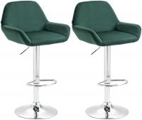 2er Set Barhocker Braga Samt chrom dunkelgrün 2er Set Barhocker Braga Samt chrom dunkelgrün