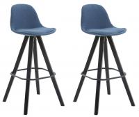 2er Set Barhocker Franklin Stoff Square schwarz (eiche) blau
