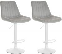 2er Set Barhocker Toni Samt weiß grau 2er Set Barhocker Toni Samt weiß grau