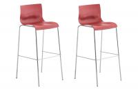2er Set Barhocker Hoover Kunststoff 4-Fuß Gestell chrom rot 2er Set Barhocker Hoover Kunststoff 4-Fuß Gestell chrom rot