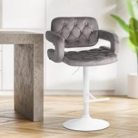 Barhocker Dublin Samt weiß grau Barhocker Dublin Samt weiß grau