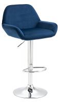 Barhocker Braga Samt chrom blau