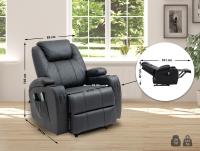 Sessel Hepler mit Massagefunktion Echtleder schwarz Sessel Hepler mit Massagefunktion Echtleder schwarz