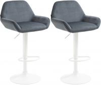 2er Set Barhocker Braga Samt weiß dunkelgrau 2er Set Barhocker Braga Samt weiß dunkelgrau