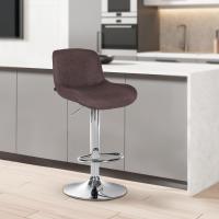 2er Set Barhocker Solon Chrom Stoff  dunkelbraun 